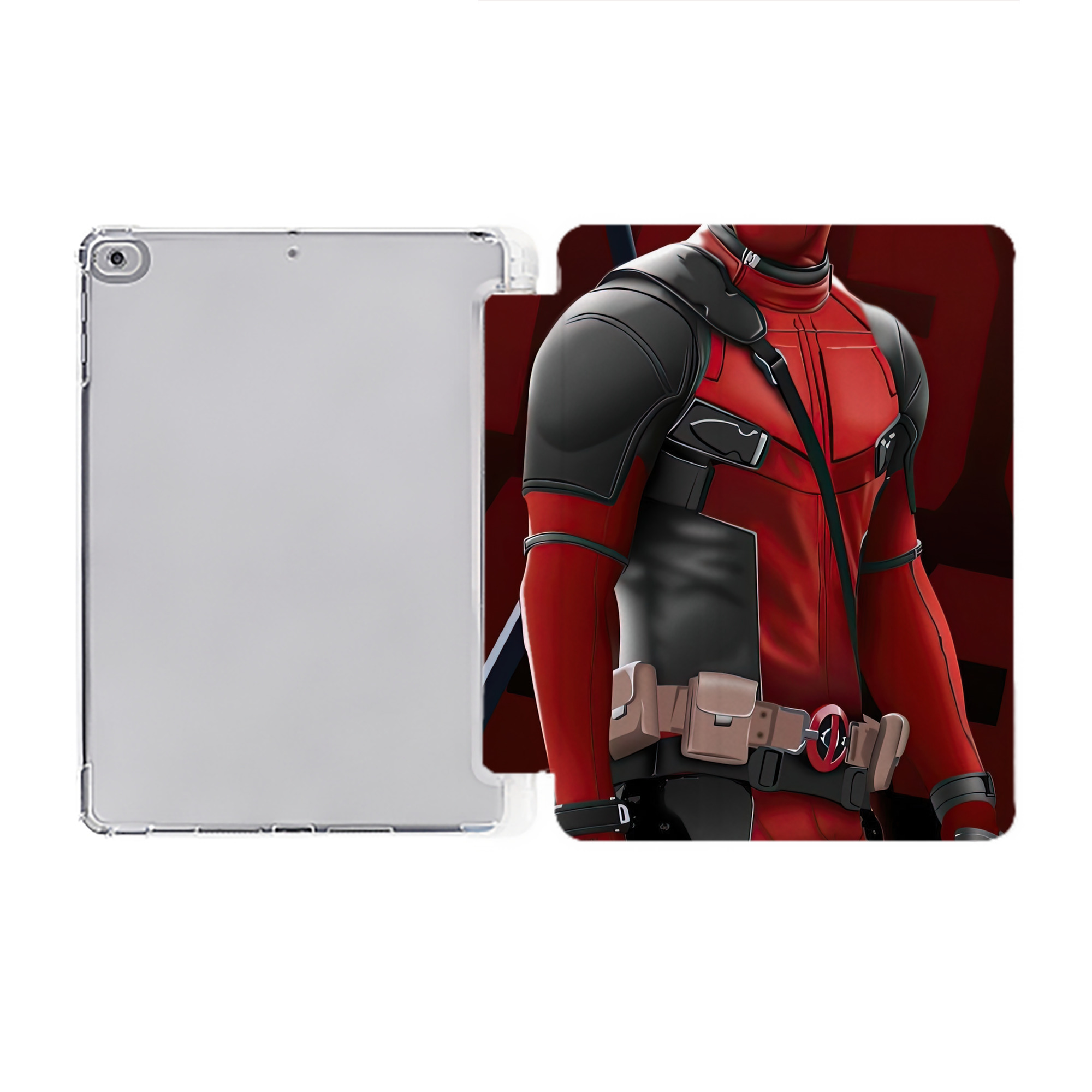 （画像用） Deadpool デッドプール IPad ケース ペン収納付き 三つ折りスタンド PUレザー×シリコン 対応機種9.5/10.5/10.9インチ